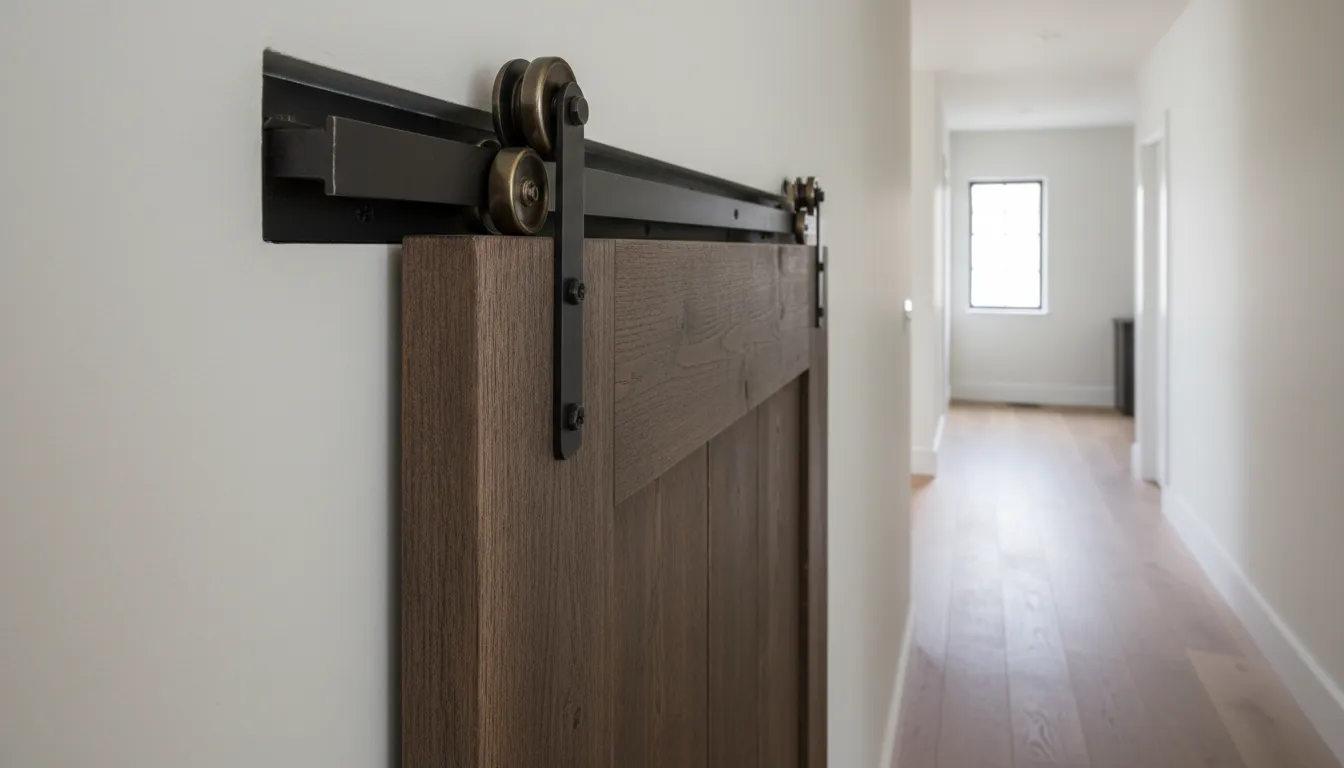 Mecanism ascuns pentru ușă glisantă de lemn